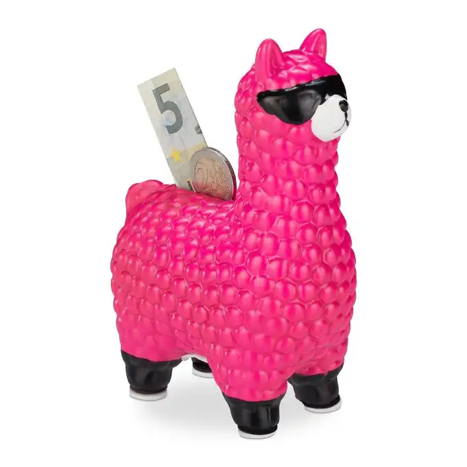 10 x Lama sparbössa med solglasögon pink