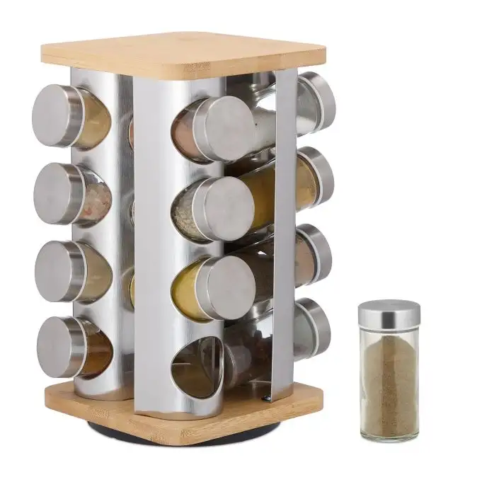Roterande kryddkarusell med 16 glas
