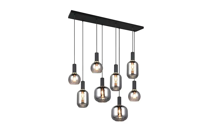Trio Lighting Pendel TRIO Diva 8-del, Mattsvart/kromad 8-del, Mattsvart/kromad