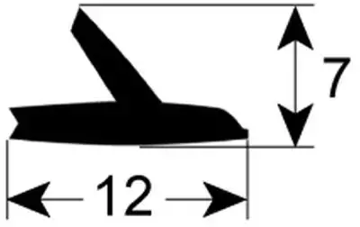 Dörrtätning L 570mm H 13mm B 7mm självhäftande