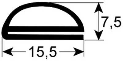 Dörrtätning L 595mm H 7mm B 155mm VPE 1