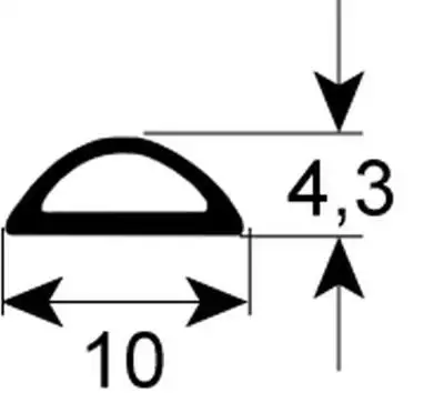 Dörrtätning Silikon B 10mm VPE Metervara