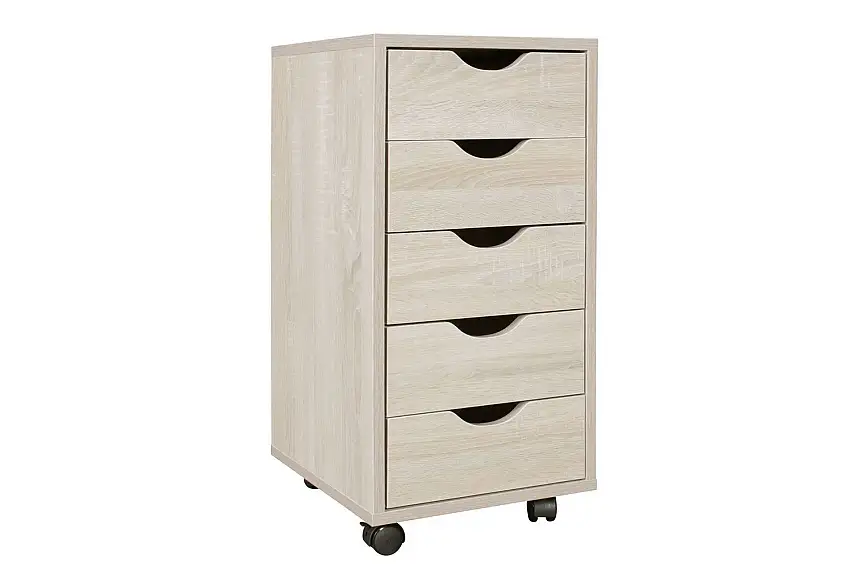 Wohnling Rullkontejner Wohnling 5 lådor med folierad spånskiva och hjul, modern stil Sonoma margin-bottom:16px