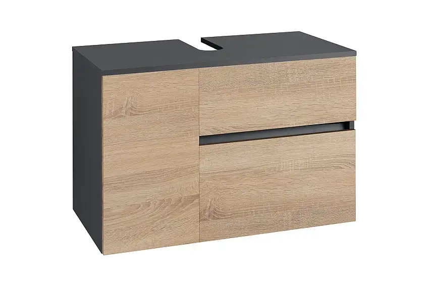 Loft24 Tvättställsskåp Wisla 80x45x53 cm, Antracit/Ek 80x45x53 cm, Antracit/Ek