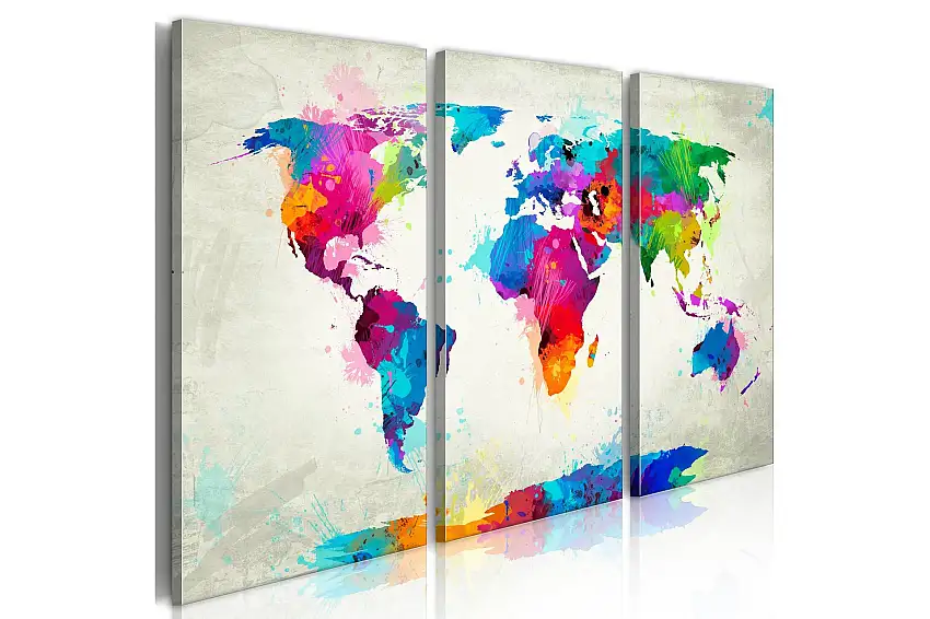 Tavla World Map: An Explosion of Colors 90x60