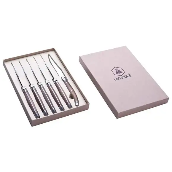 Grillkniv valnöt sågtandad 6-pack Laguiole