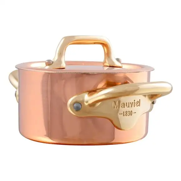 Gryta koppar/mässing mini inkl lock 30cl Ø9cm Mauviel