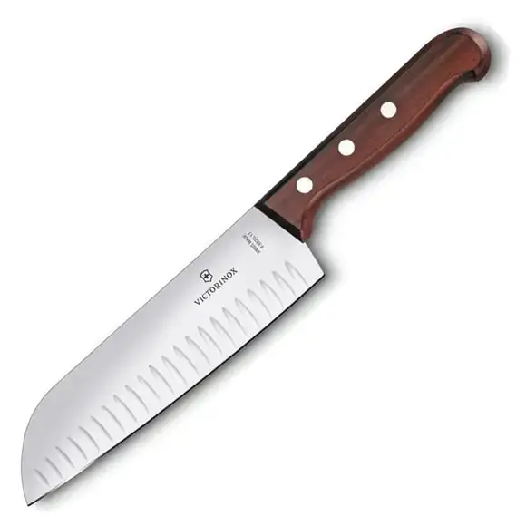 Grönsakskniv Santoku 17cm med luftspalt rosenträhandtag Victorinox