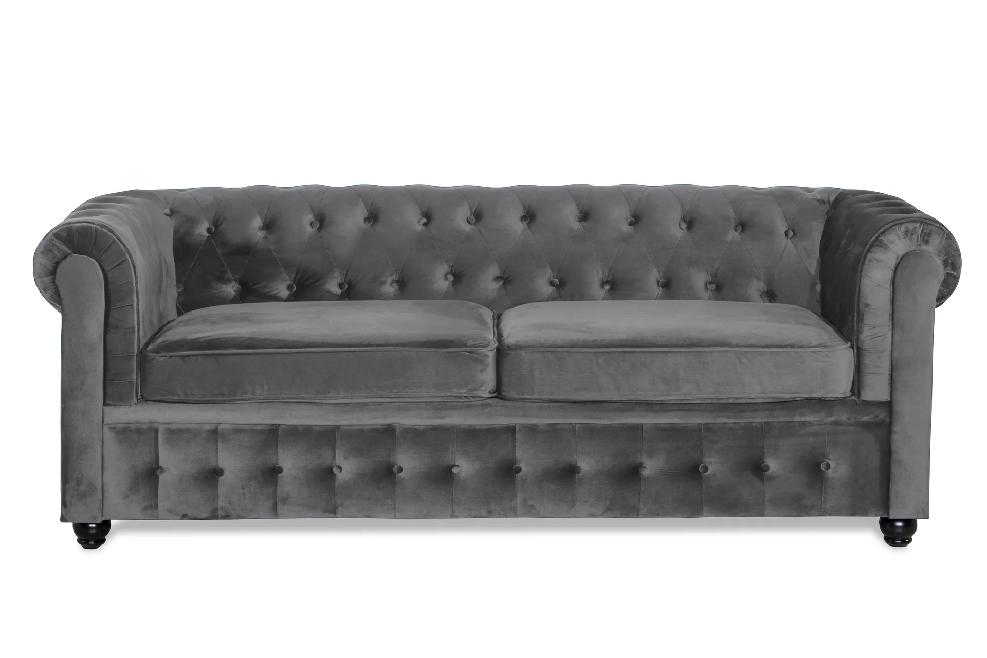 Manor House Chesterfield Deluxe 3-sits Framåtbäddad bäddsoffa i sammet Mörkgrå Sammet