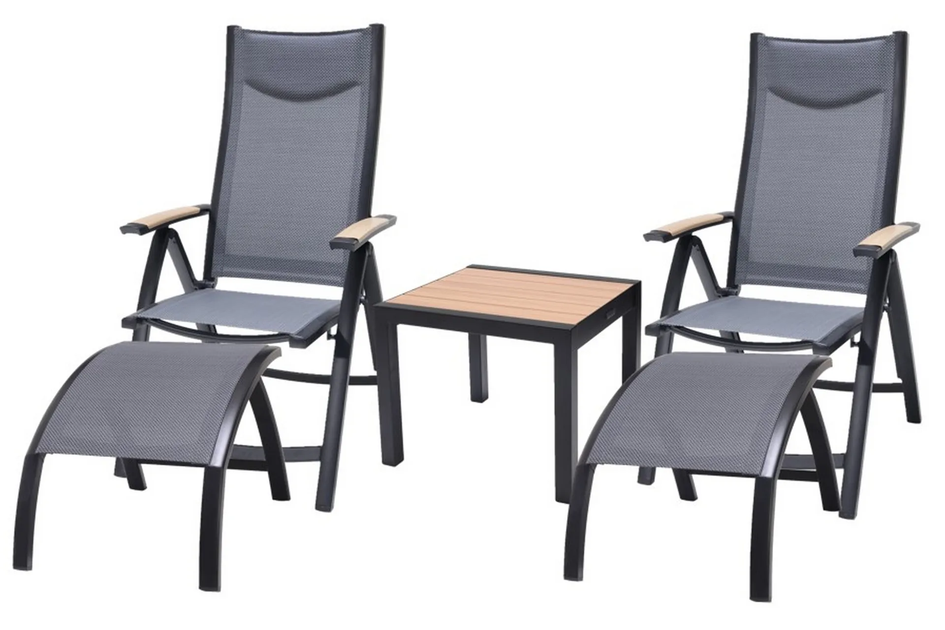 Panama Caféset 50x50 cm + 2 Utestolar Svart