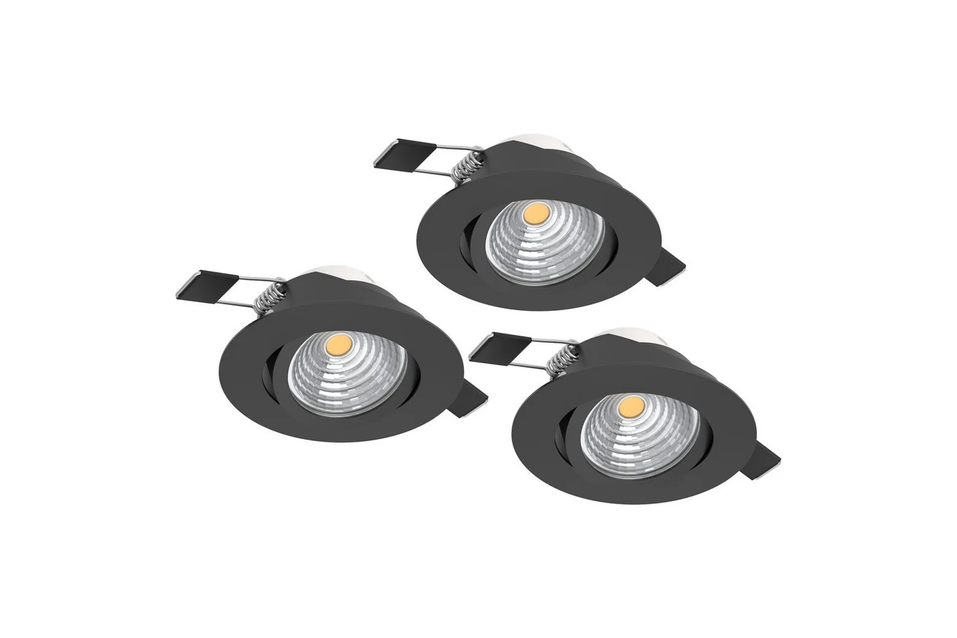 Infälld Lampa Eglo Saliceto 3 st Ø88 mm 2700K Svart