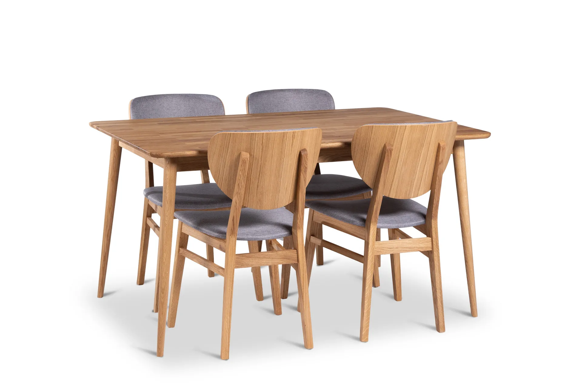 Alborg Matgrupp 140 cm med 4 Borgholm Stolar i massivt trä