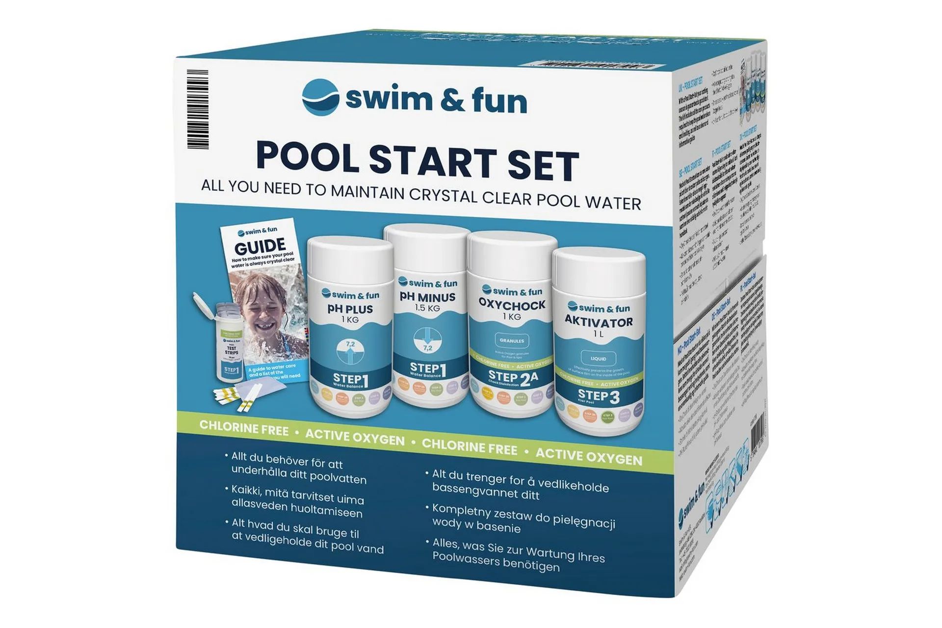 Snabbt upplösande klor Swim & Fun Pool Start Set Klorfri