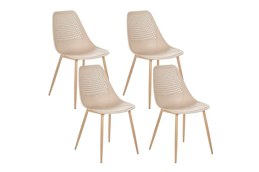 Matsalsstol Hazelton set om 4 Beige-Ljust Trä