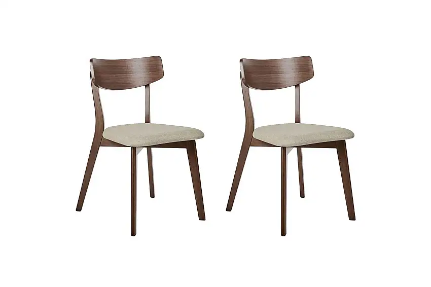 Matsalsstol Hope set om 2 Mörk Trä-Beige