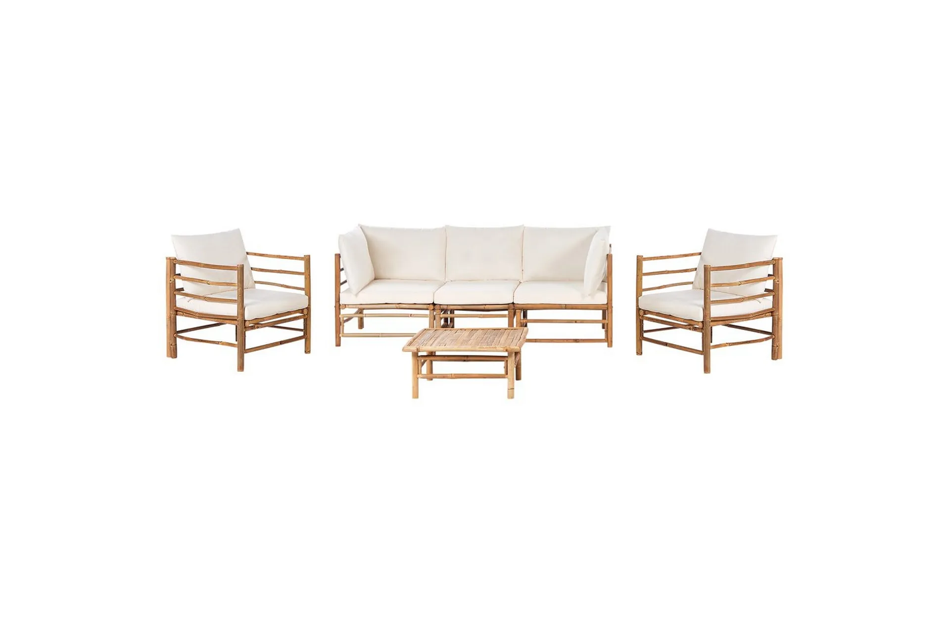Loungegrupp med bord Cerreto Vit/ljust trä, 5-Sits