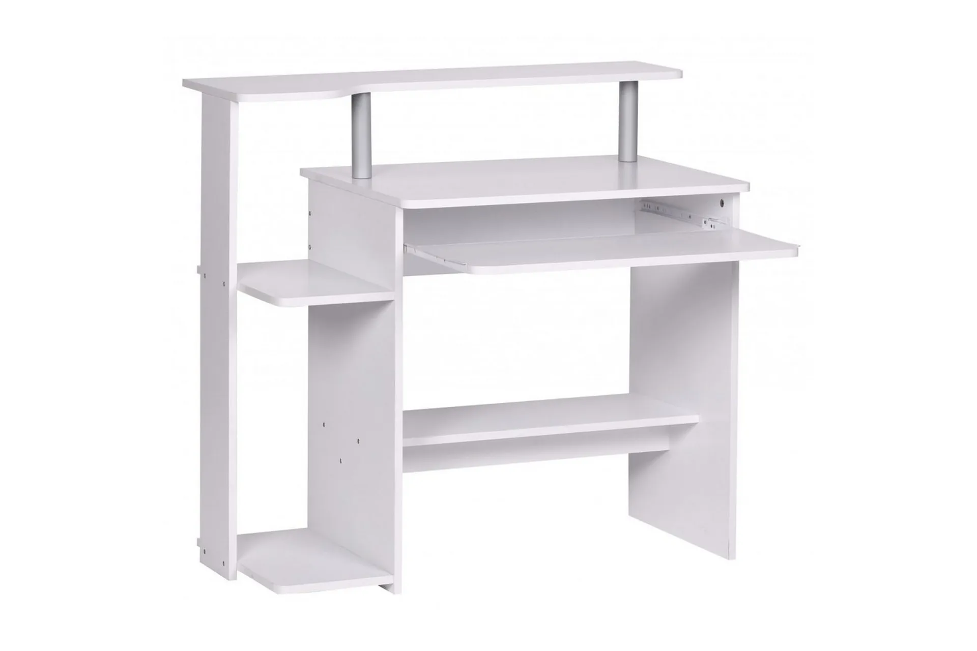 Wohnling Skrivbord Wohnling för dator med hjul, tangentbord utdragbar, modern stil Vit Vit