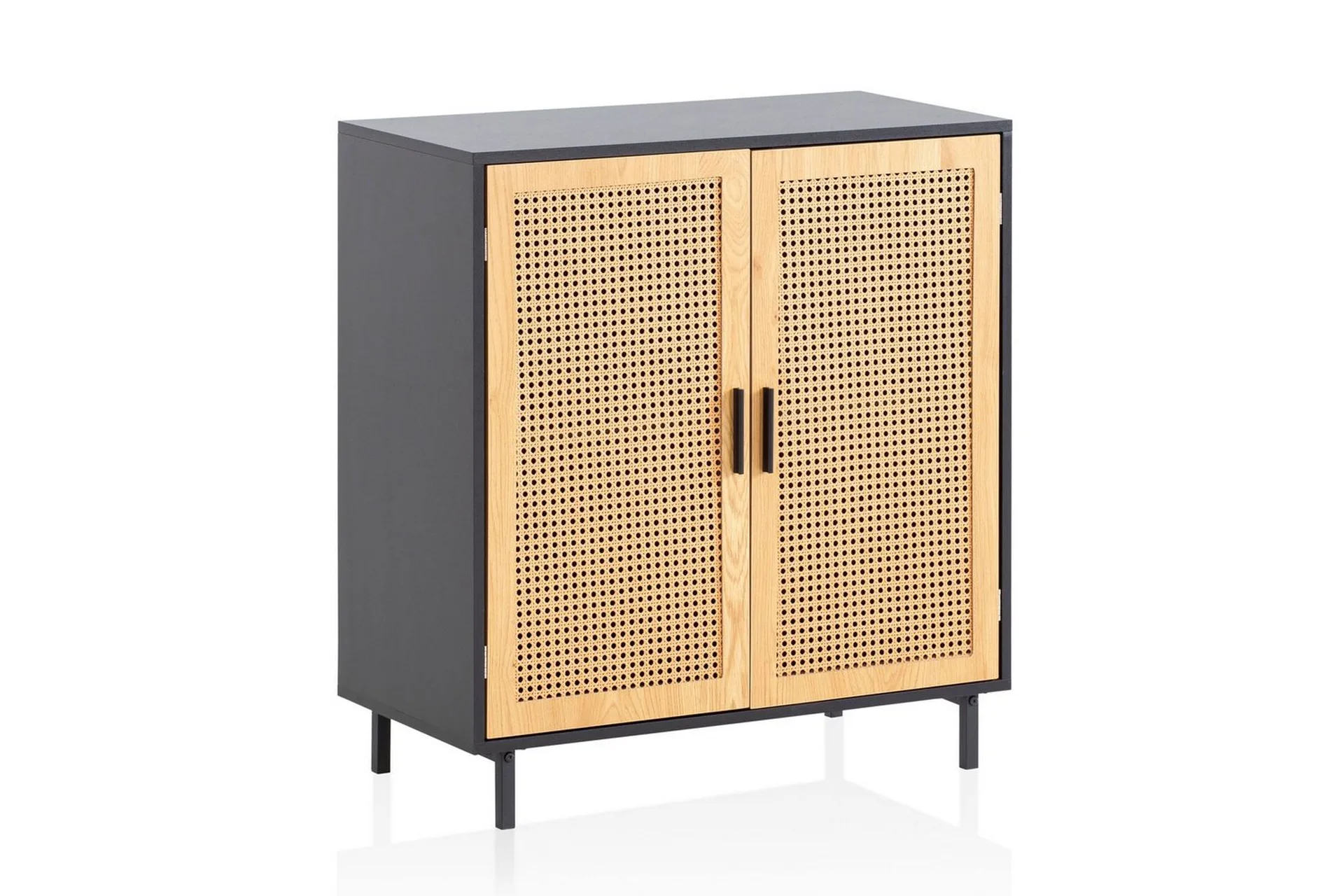 Wohnling Sideboard Wohnling Melaminbelagd MDF 80 cm 2 dörrar med wienerflätning modern