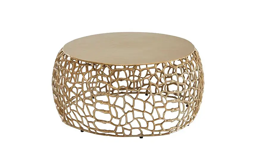 Wohnling Soffbord Wohnling aluminiumgjutning, rund 60 cm handgjord, modern stil Guld Guld