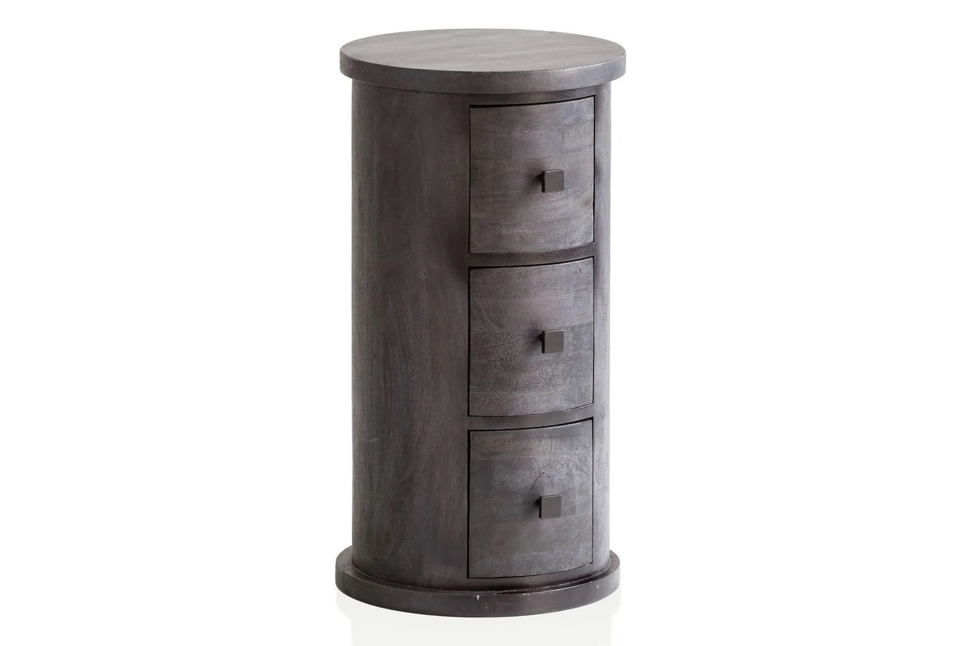 Wohnling Sideboard Wohnling Runt massivt trä lantlig stil Svart, 3 lådor Svart, 3 lådor
