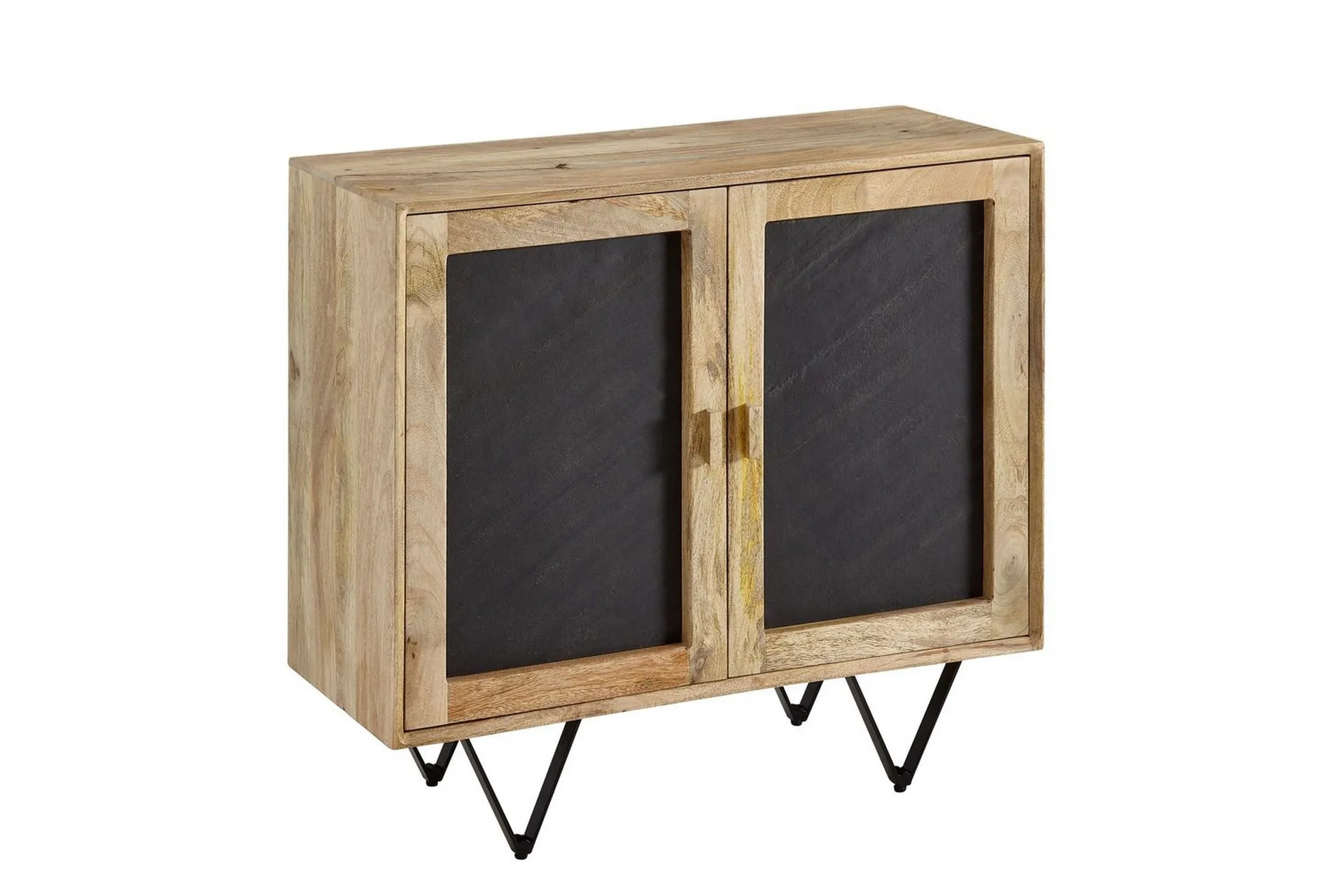 Wohnling Sideboard Wohnling Massivt trä 80 cm 3D kant stenoptik front 2 dörrar modern