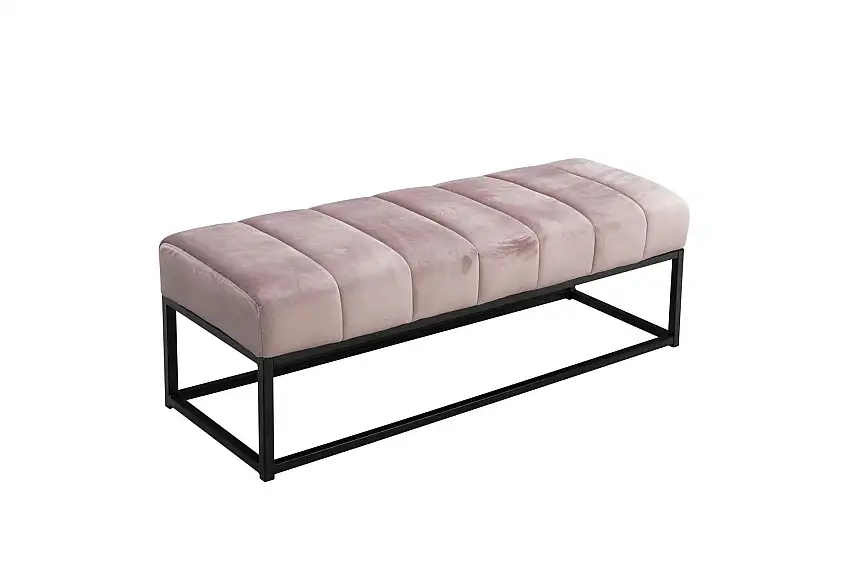 Wohnling Bänk Wohnling sammet klädd modern vadderad elegant metallram Rosa Rosa