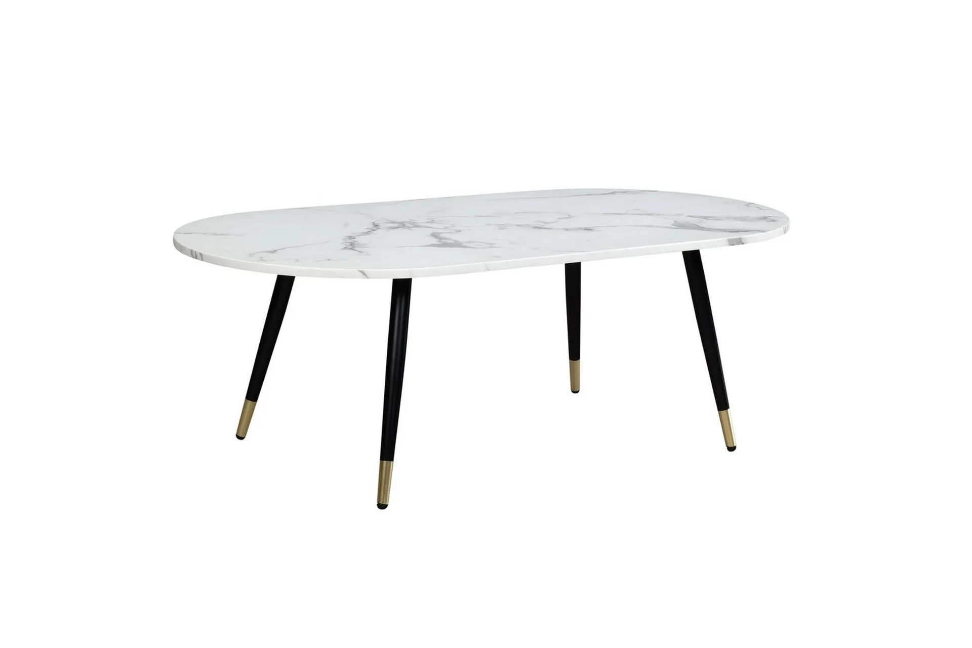 Wohnling Soffbord Wohnling marmorlook 120 cm, oval modern stil Marmor Vit Marmor Vit