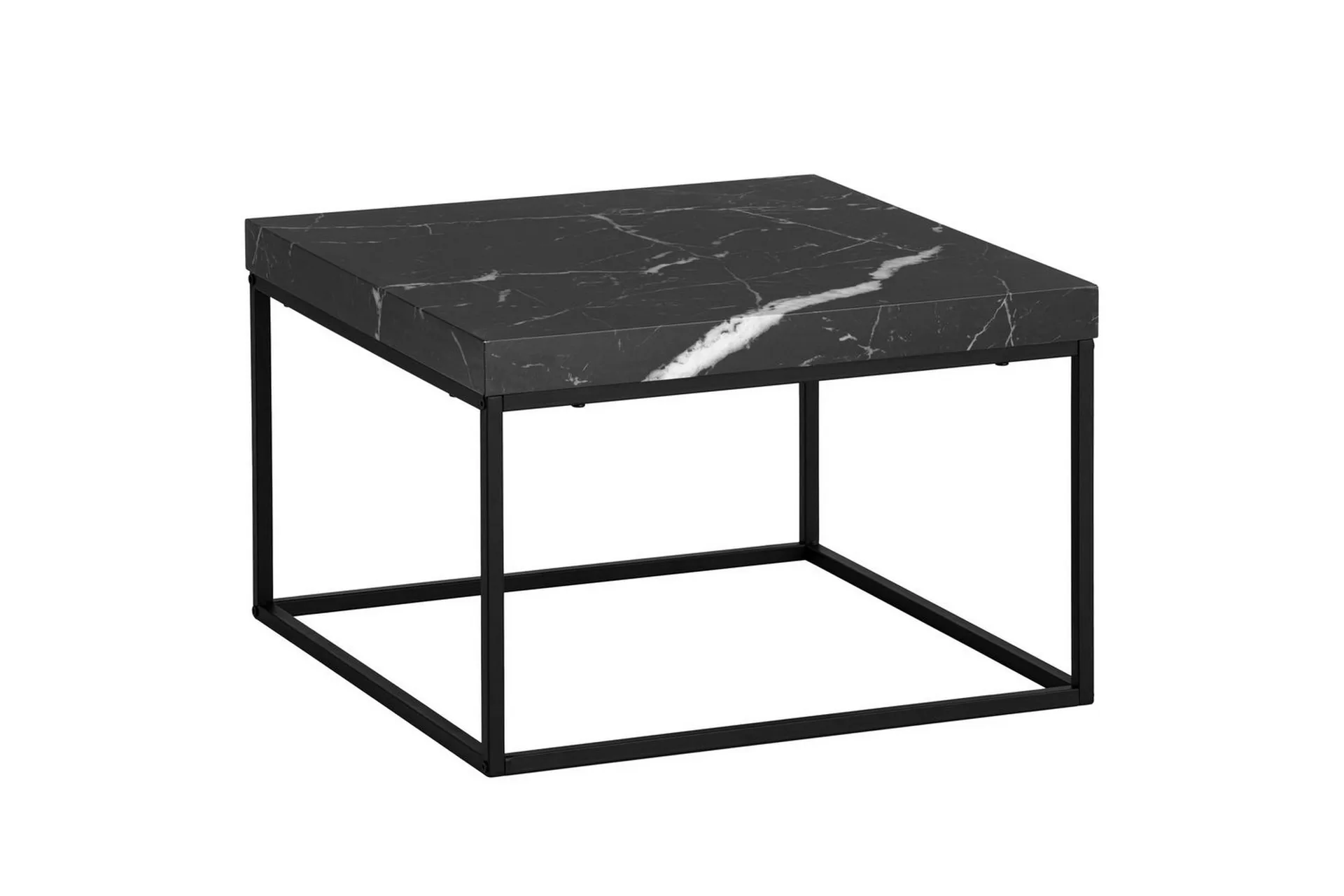 Wohnling Soffbord Wohnling fyrkant 60 cm stenoptikstil, klassisk metallram, modern look Marmor Svart margin-bo