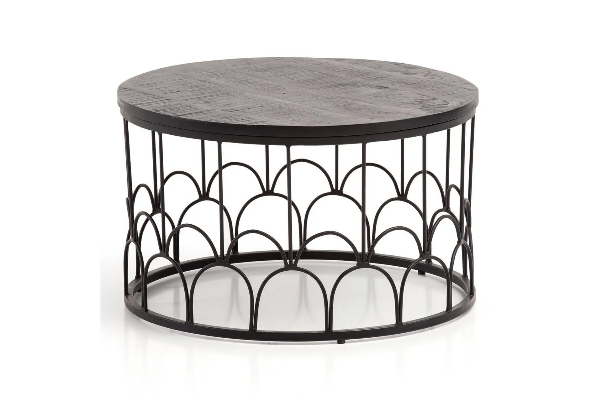 Wohnling Soffbord Wohnling Massivt trä rund 60 cm med modern metallram modern