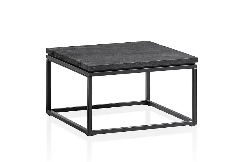 Wohnling Soffbord Wohnling massivt trä, metallklassisk ram, modern stil 60x60x35 cm 60x60x