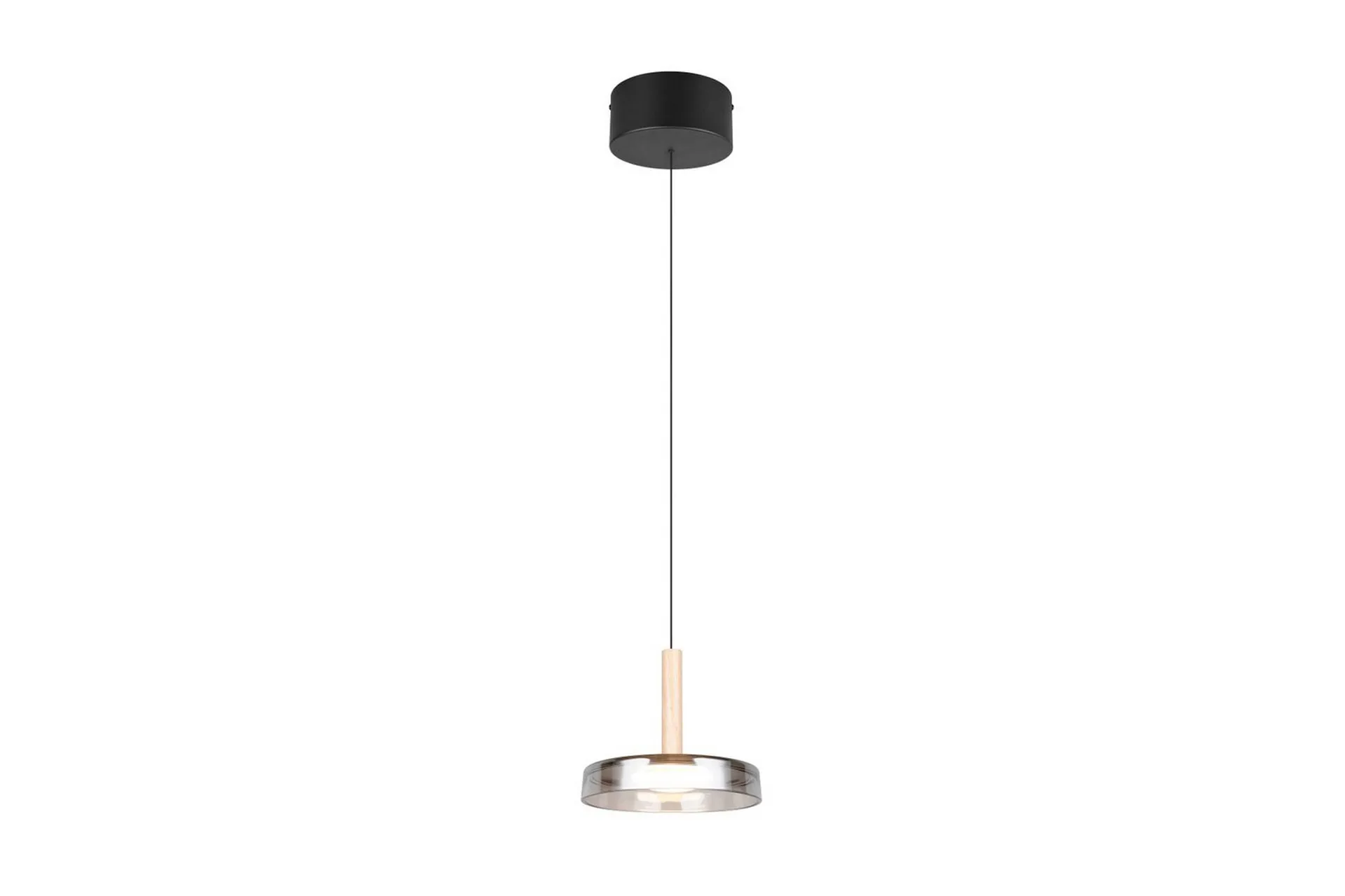 Trio Lighting Pendel TRIO Celeste 1-del, Mattsvart/kromad/trä 1-del, Mattsvart/kromad/trä