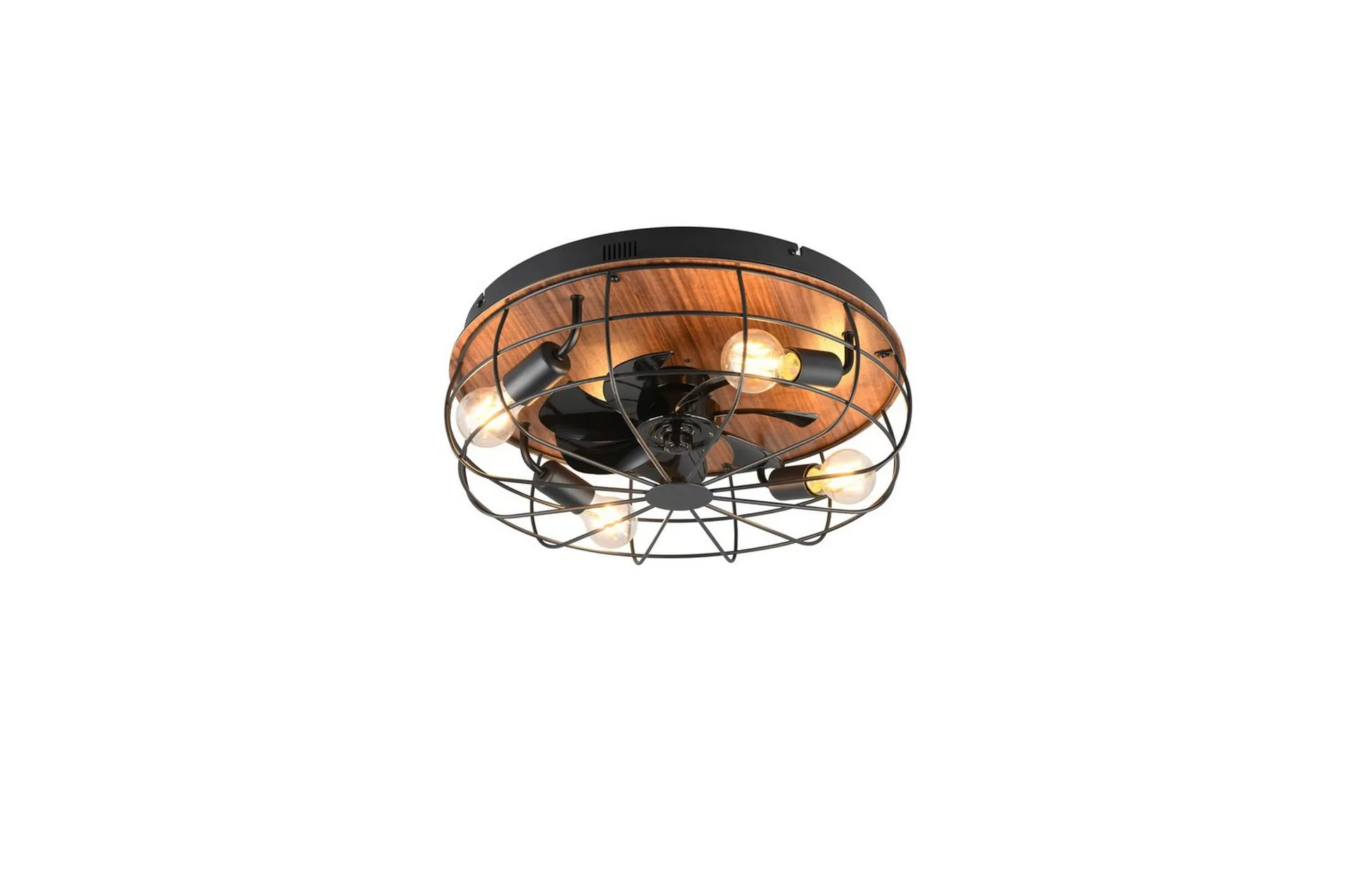 Trio Lighting Fläkt TRIO Trondheim Mattsvart/trä Mattsvart/trä