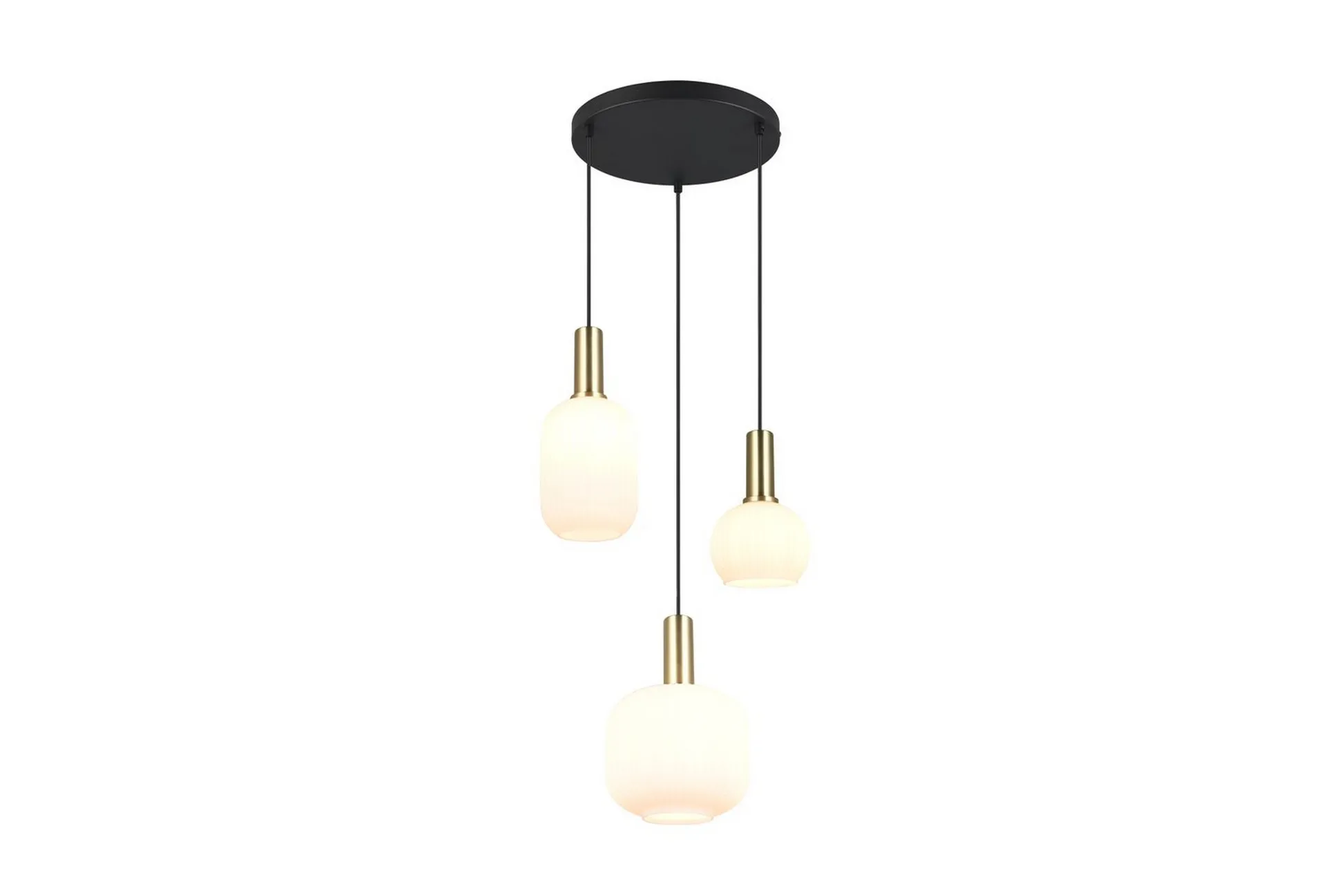 Trio Lighting Pendel TRIO Diva 3-del, Mattmässing/vit 3-del, Mattmässing/vit