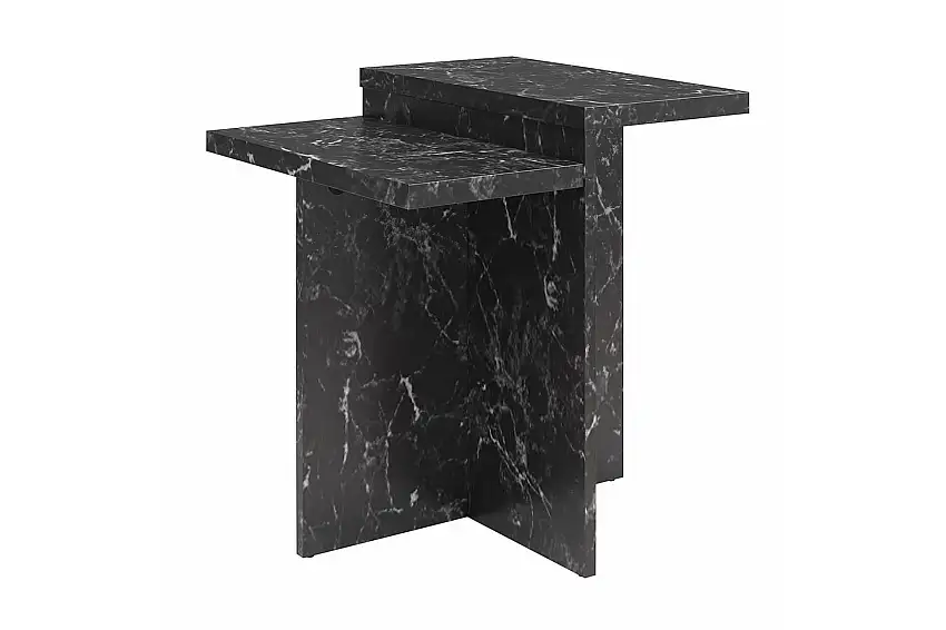 Loft24 Sidobord/Avslutningsbord Brielle Svart marmor Svart marmor