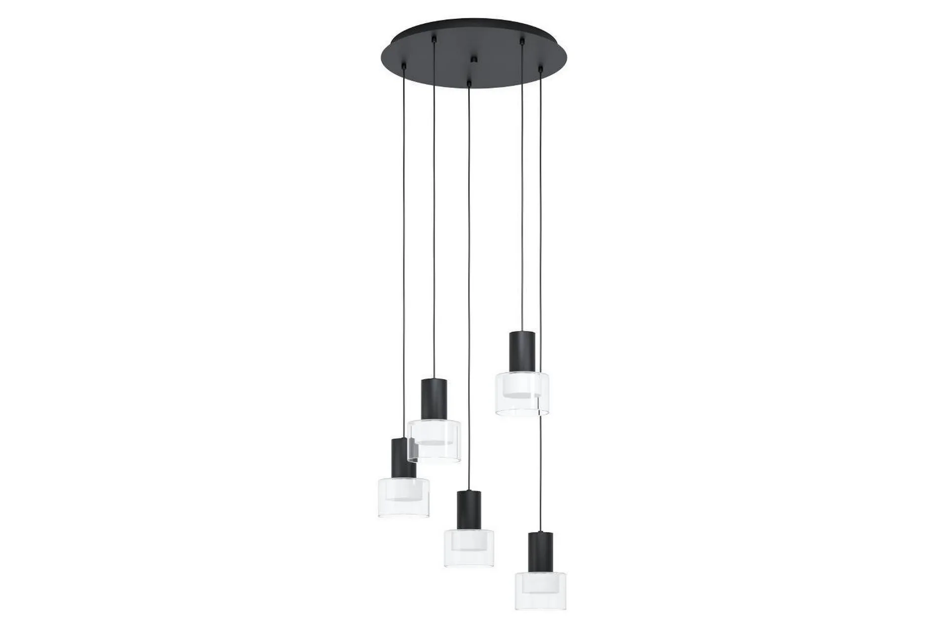 Eglo Takpendel Eglo Molineros Svart/Transparent Rondell med 5 Lampor
