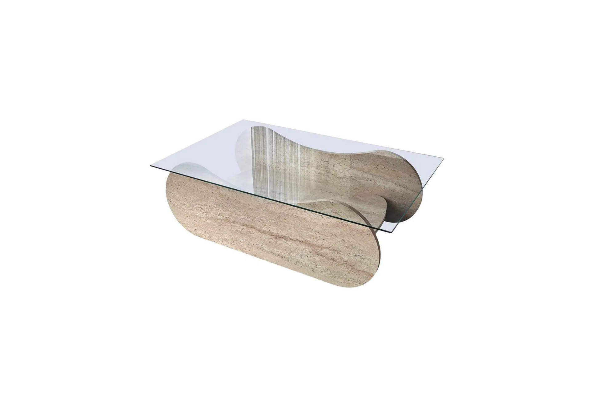Soffbord Tevrin Travertin / Transparent Travertin / Transparent