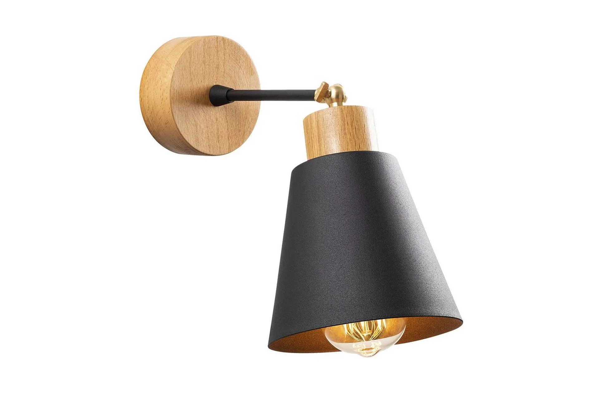 Vägglampa Sudalwani Svart / Ek Svart / Ek
