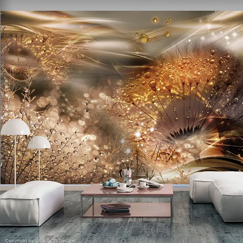 Fototapet ArkiioSjälvhäftande Dandelions' World GoldStorlek: 441x315 cm