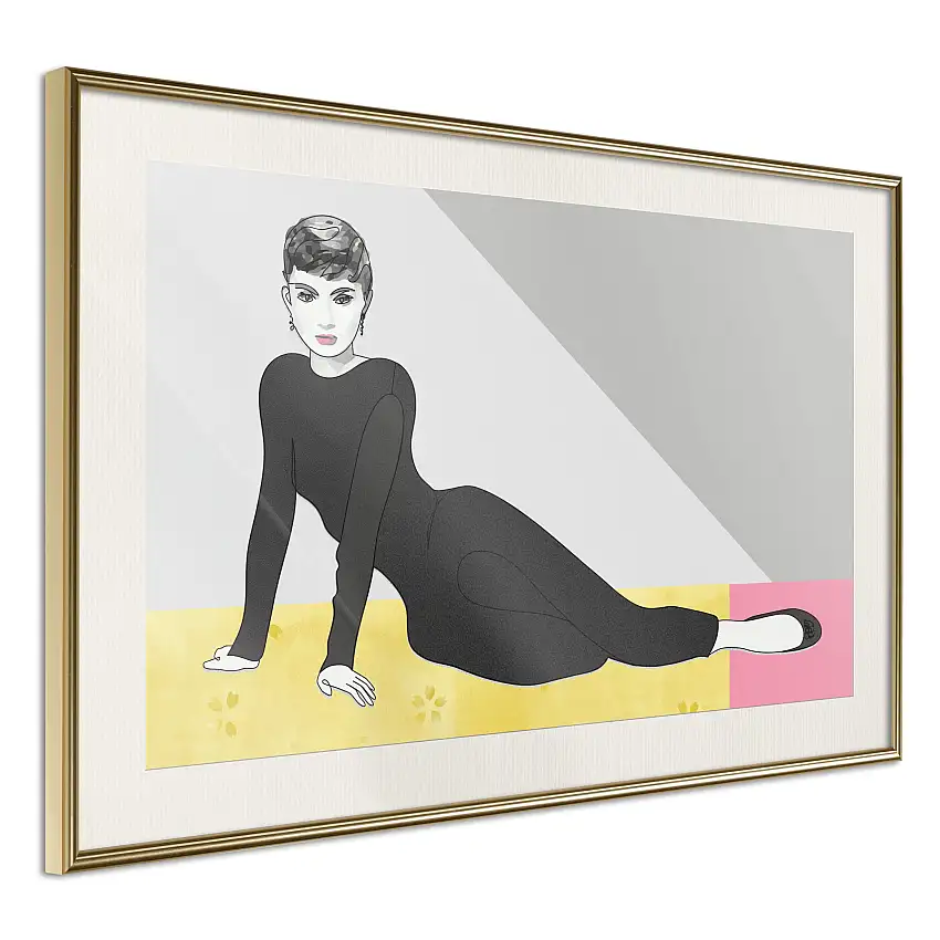 Poster ArtgeistAffisch Beautiful AudreyGuld ram med passepartout, 60x40 cm