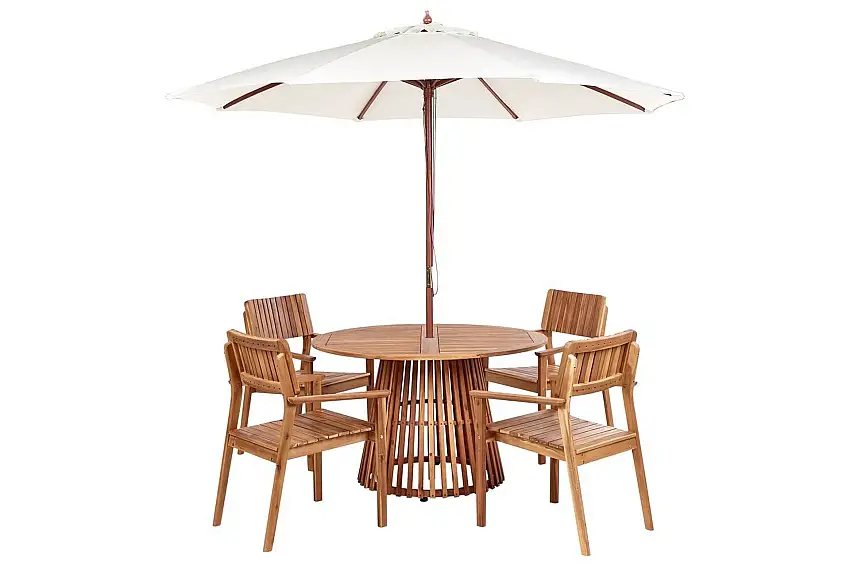 Matsalsset Agello Ljus trä/beige, 4-Sits, Ja
