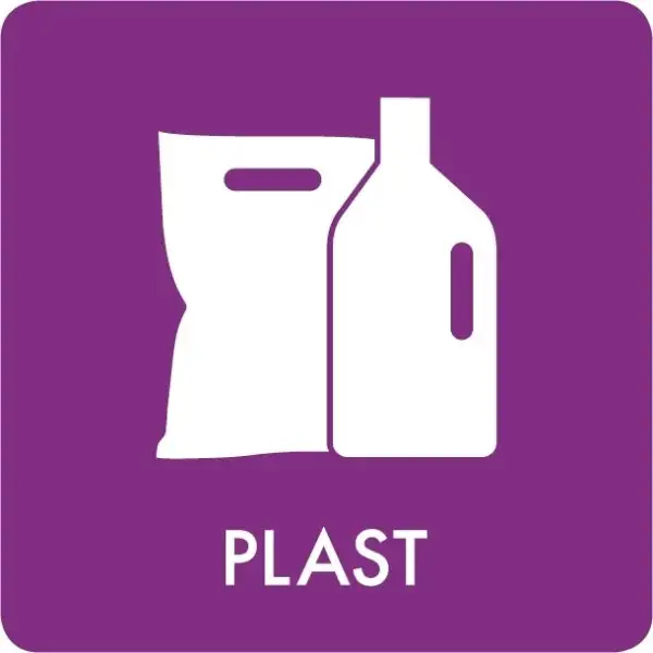 Avfallsklistermärke, Plast, Lila