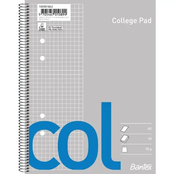 Bantex Col Kollegieblock SE | A5+ | Rutat