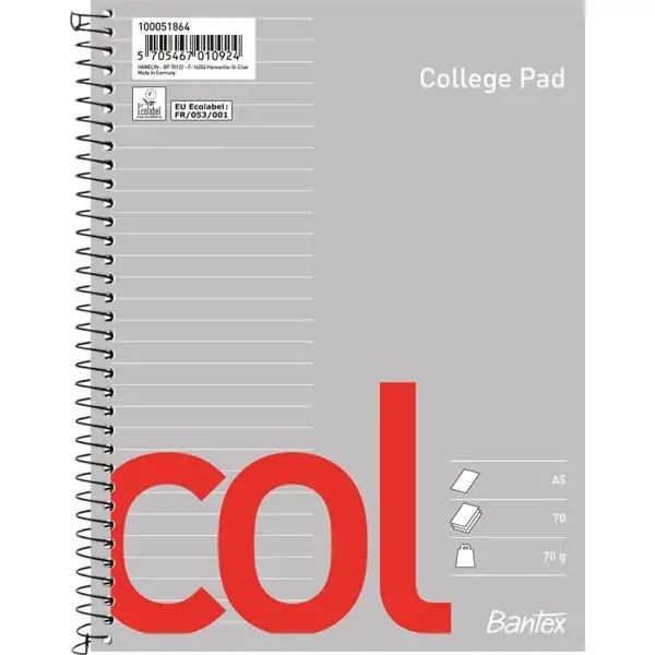 Bantex Kollegieblock SE | A5+ | Linjerat