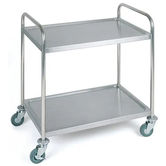 Bordsvagn 2 plan rostfri med handtag 830x510x930mm flatpack