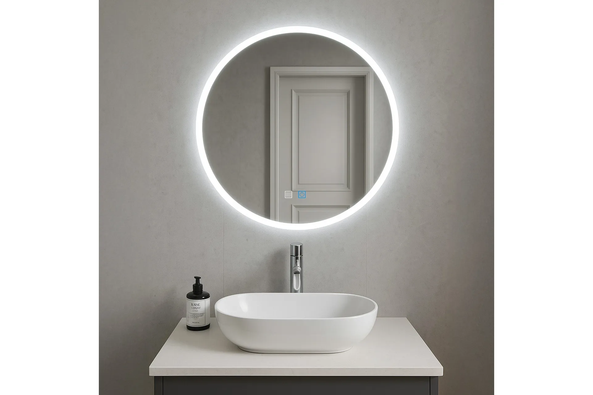 Clas Rund Badrumsspegel med LED-belysning 120 cm Anti-Fog och Touch-Styrning