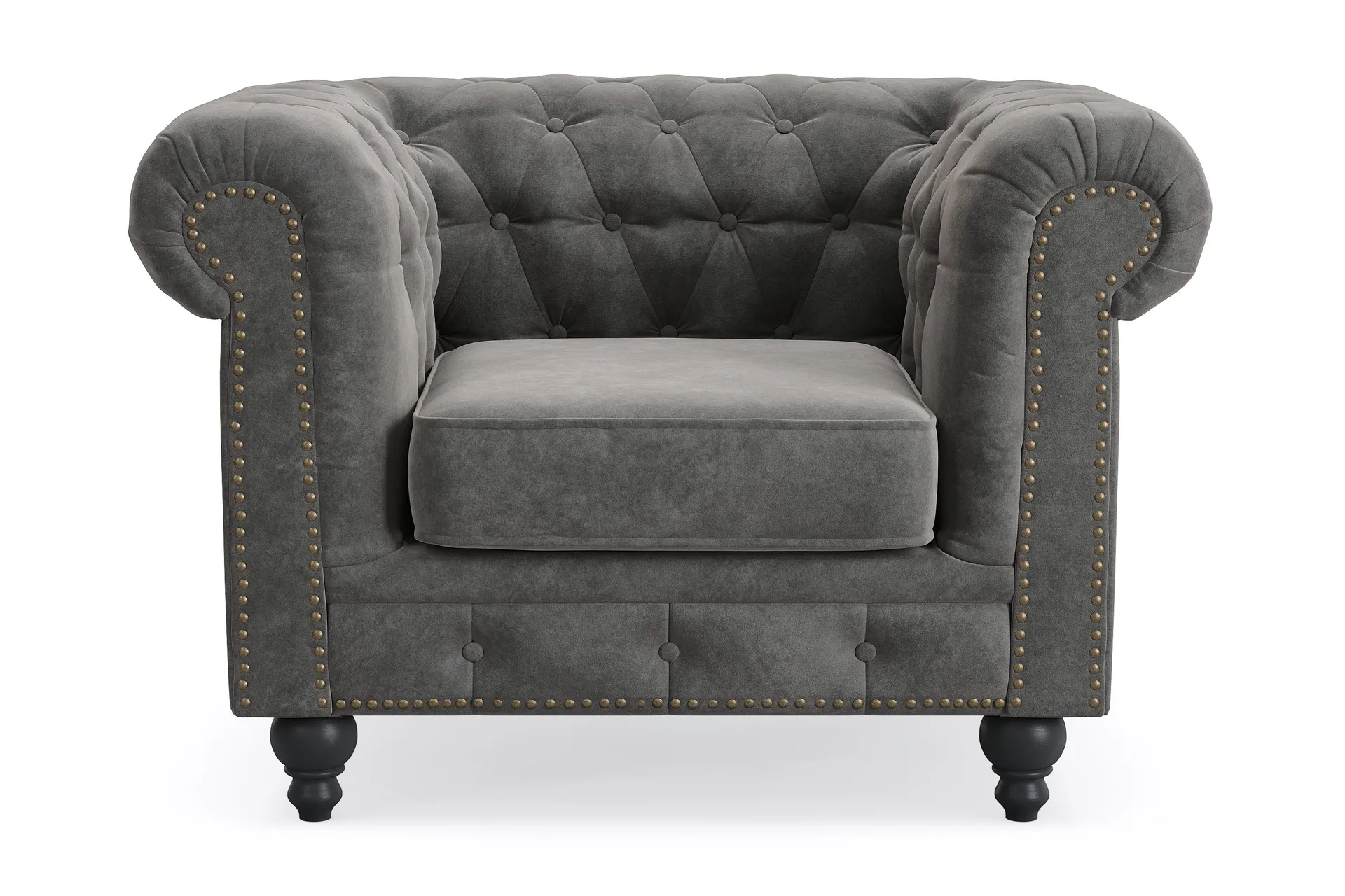 Manor House Chesterfield Deluxe Fåtölj Mörkgrå