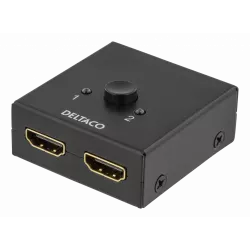 deltaco Bidirectional HDMI switch, 1-2 or 2-1, manual, black