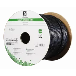deltaco S/FTP Cat6a installation cable, for outdoor use, 100m, black