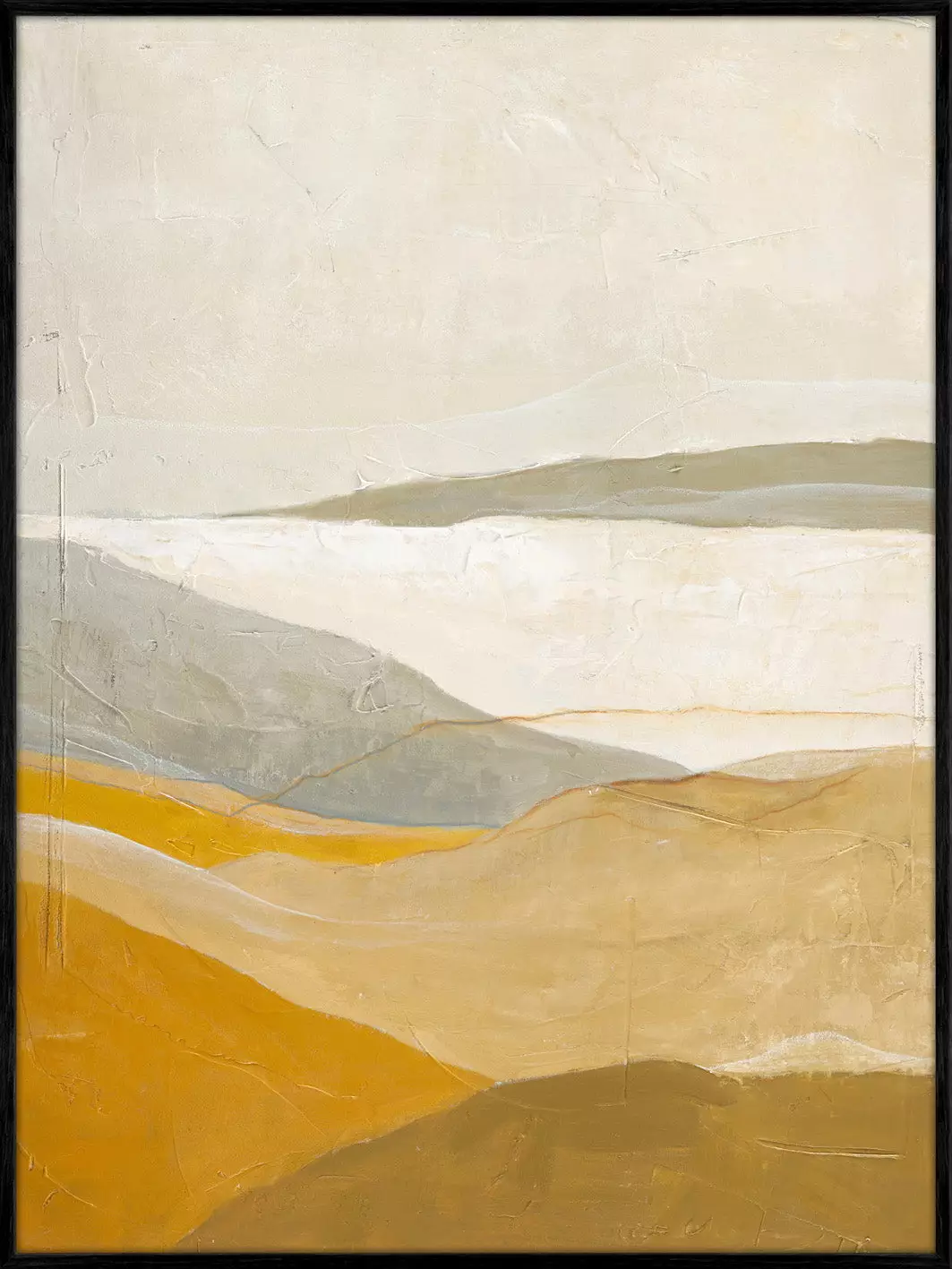 Design Målning / Yellow Field / 90x120 Cm / Svart ram