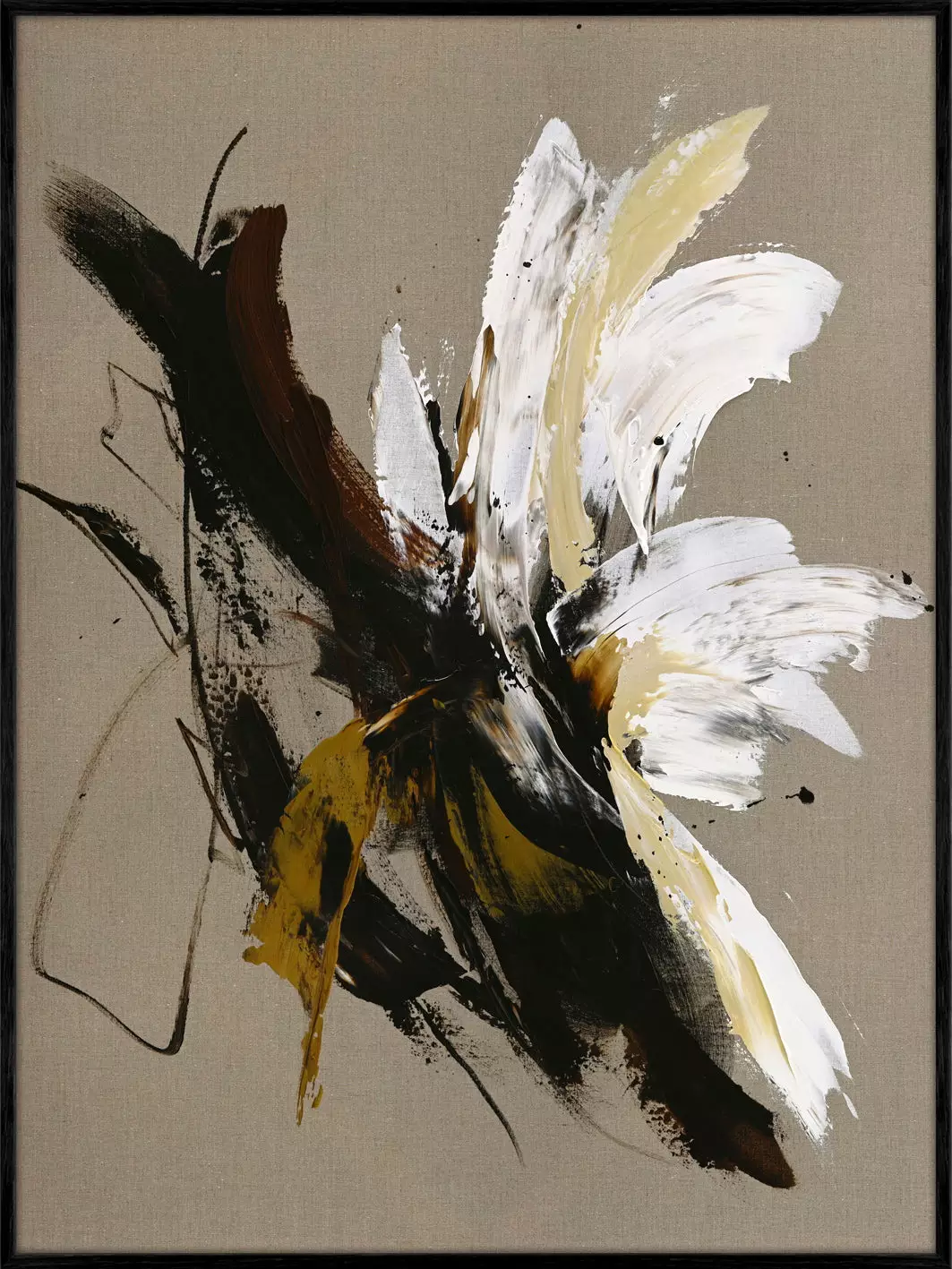 Linne Målning / Explosive / 90x120 Cm / Svart ram
